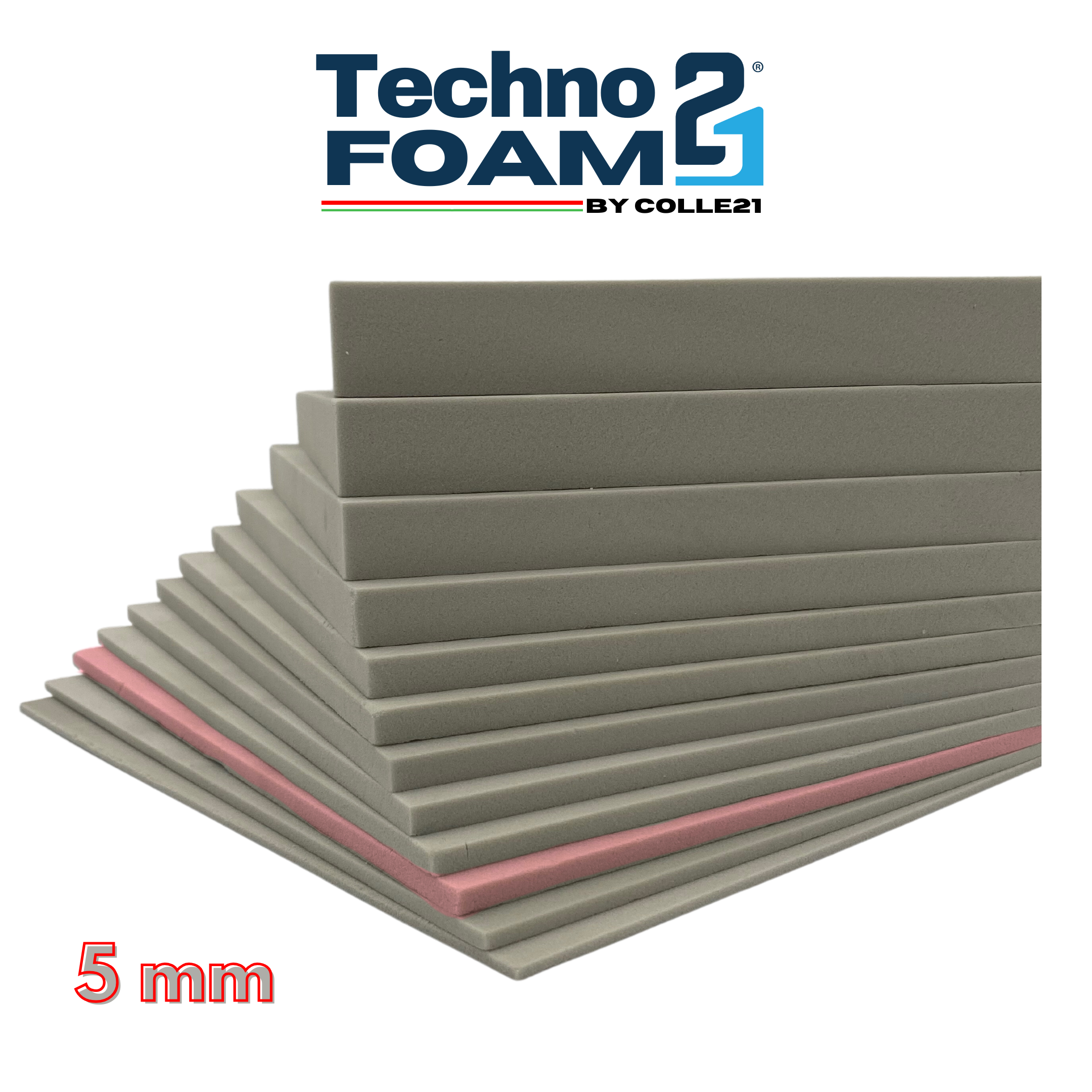 Technofoam 21 di Colle21 - placca di polimero poliuretanico rigido termoindurente 5 mm - 30x21 cm - placche decor per bricolage.