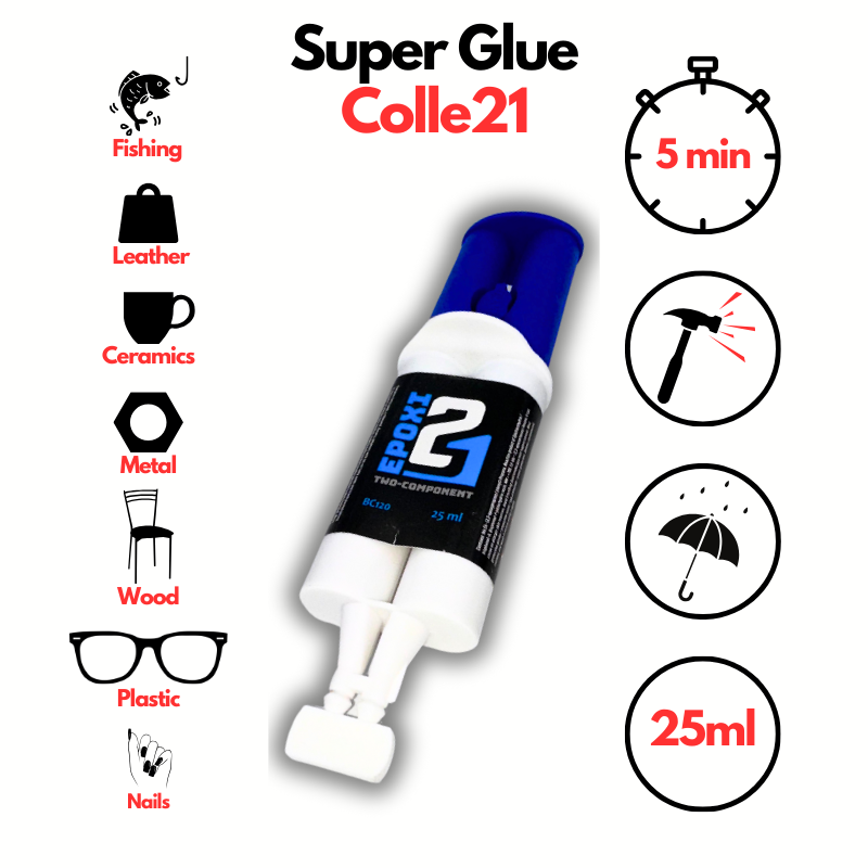 Colle EPOXY Bi-Composant Colle21 - 25 ml, Colle Epoxy, colle pour modélisme, colle pour bricolage