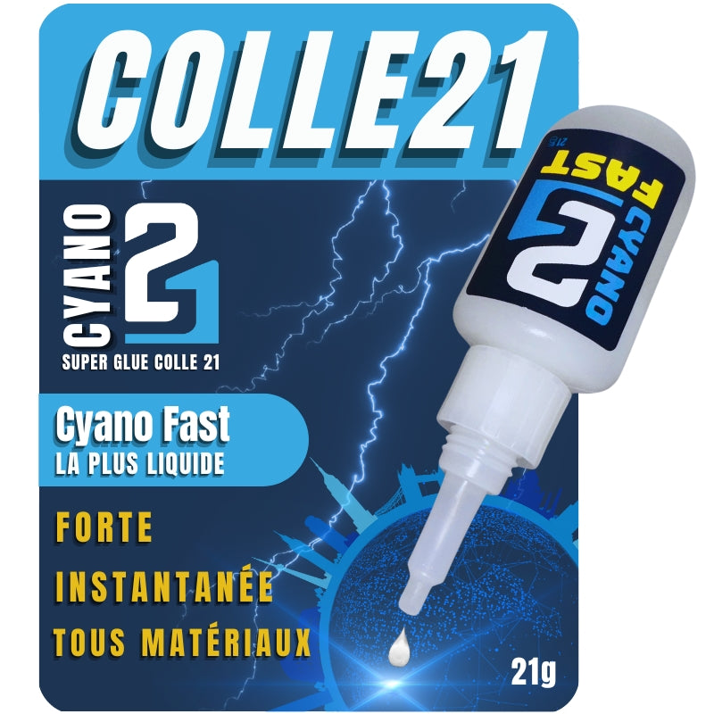 Super Glue cyano Ultra Liquide Fast by Colle21, Cyanoacrylate Forte, glue ultra Liquide, Colle liquide pour modélisme, colle ultra liquide pour bricolage.