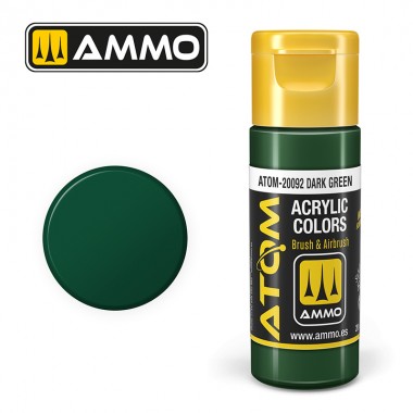 Colori acrili ATOM by Ammo Mig ,Vernice Acrilica Dark Green di Mig Jiménez - pittura acrilica per modellismo, pittura artistica, vernice acrilica.