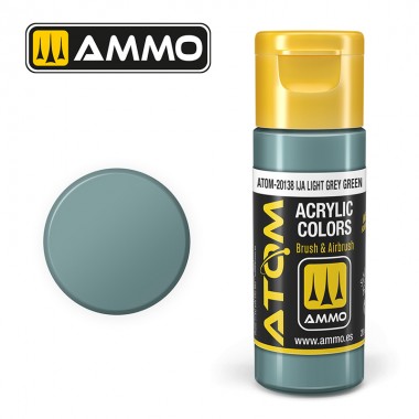 Colori acrili ATOM by Ammo Mig ,Vernice Acrilica IJA Light Grey Green di Mig Jiménez - pittura acrilica per modellismo, pittura artistica, vernice acrilica.