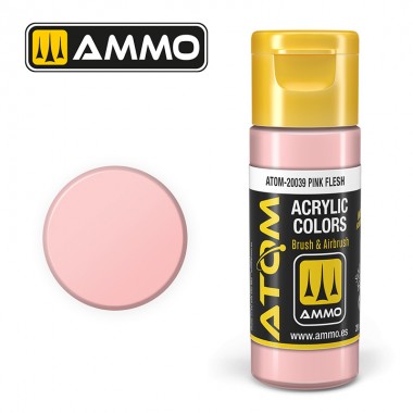 Pintura acrílica ATOM Ammo Mig Pink Flesh by Mig Jiménez - pintura para el modelado, pintura artística, pintura acrílica.